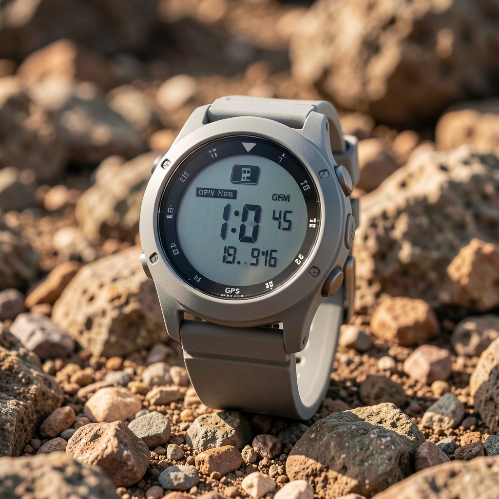 Kayalık arazi için tasarlanmış outdoor GPS saat gri kauçuk saat kayışı