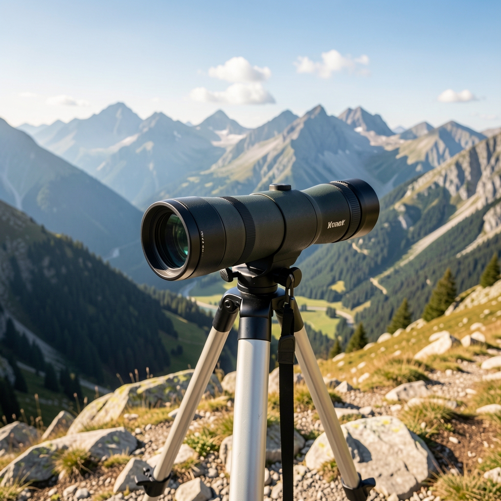 Kompakt birdwatching dürbün dağ manzarası önünde