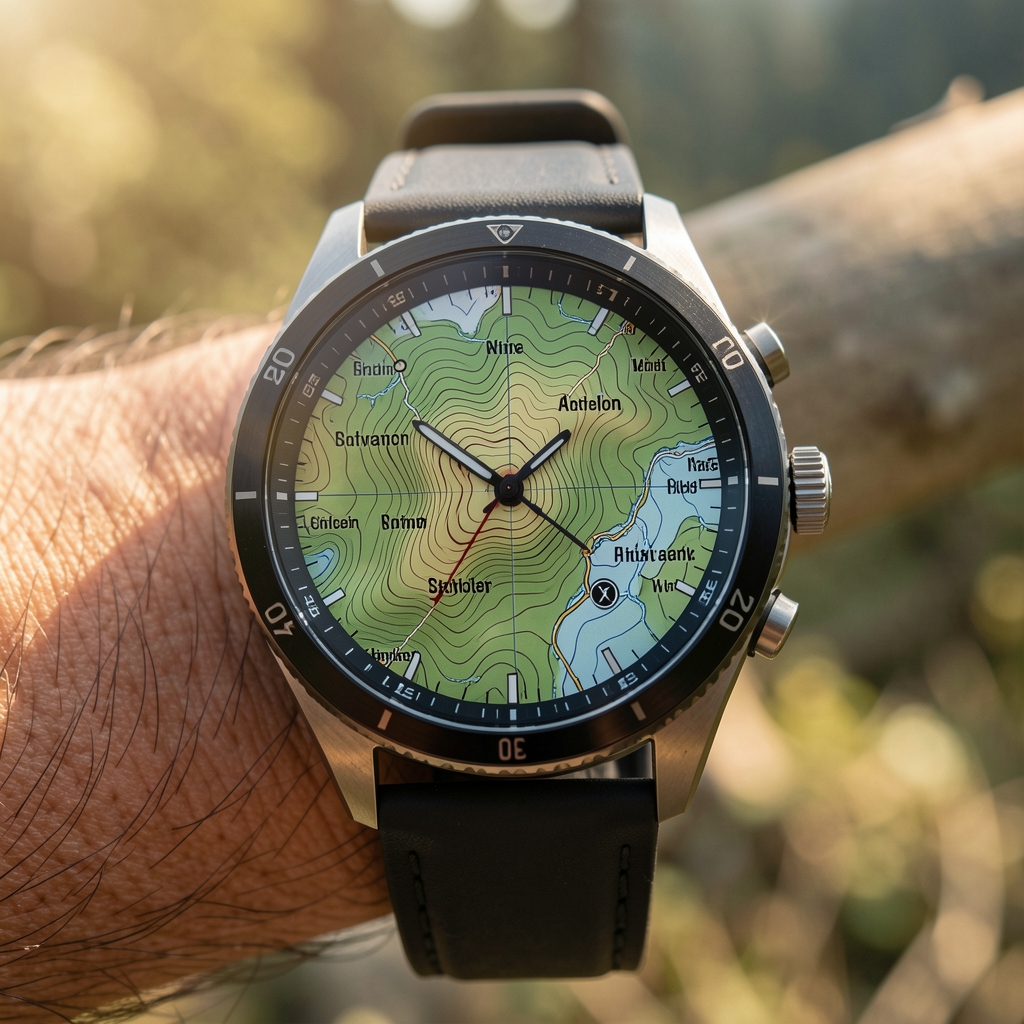Sağlam outdoor spor akıllı saat topografik harita görünümüyle
