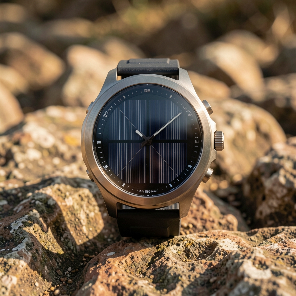 Garmin Fenix 7X Pro solar outdoor GPS saat titanyum kasa kayalık zeminde